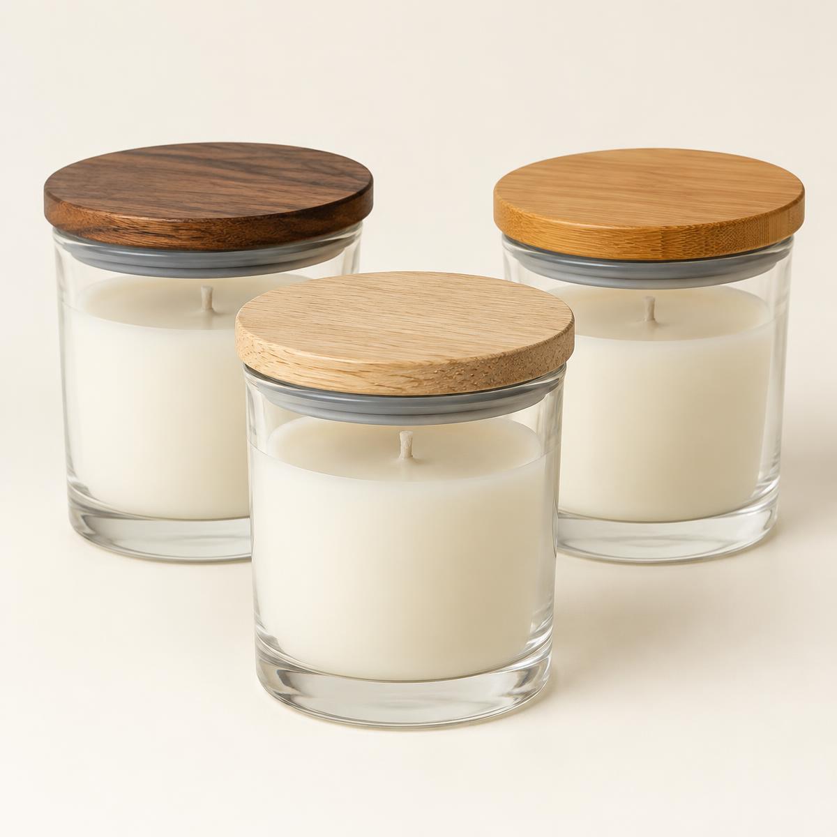 Wooden Candle Jar Lid with Gasket (illustrative image)